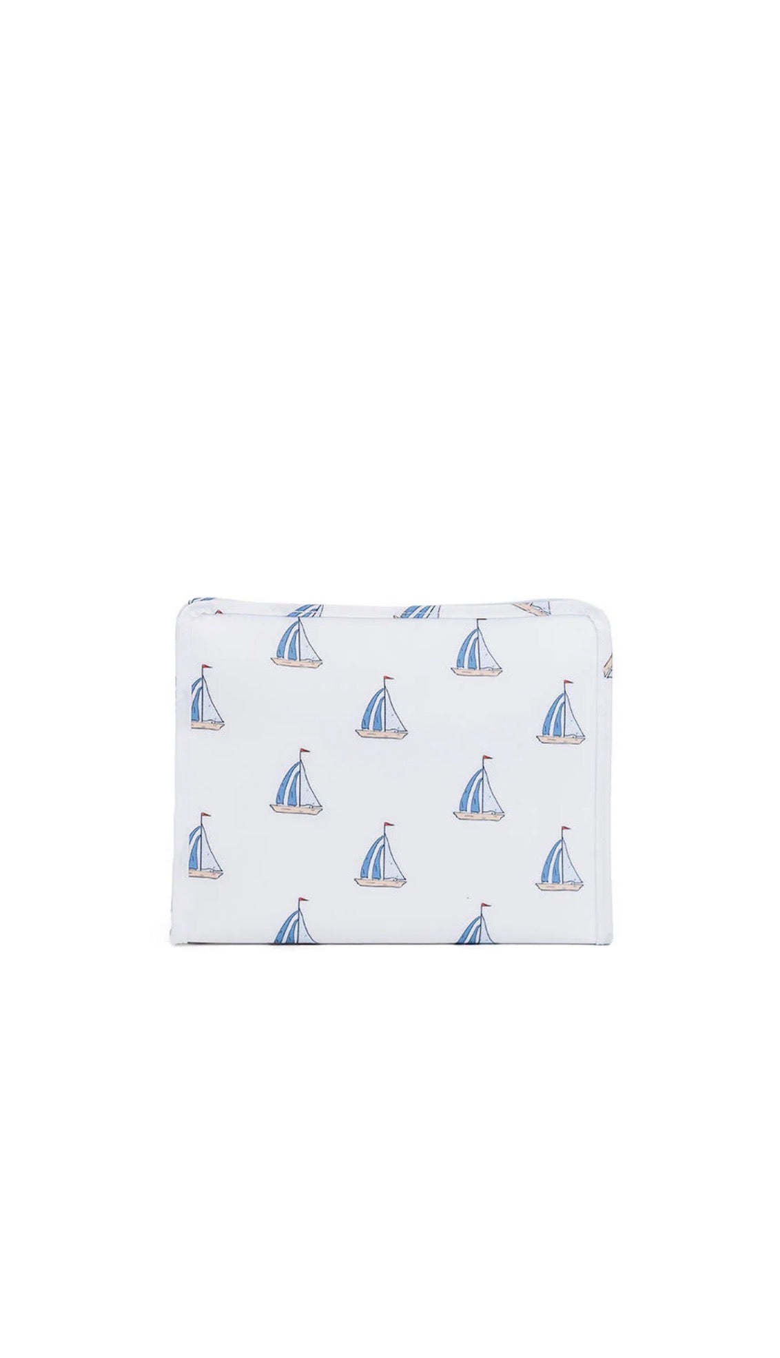 Rectangular pouch with sailboat pattern on a white background