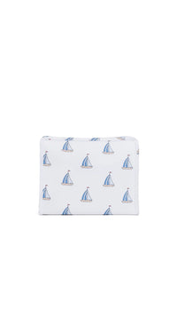 Rectangular pouch with sailboat pattern on a white background