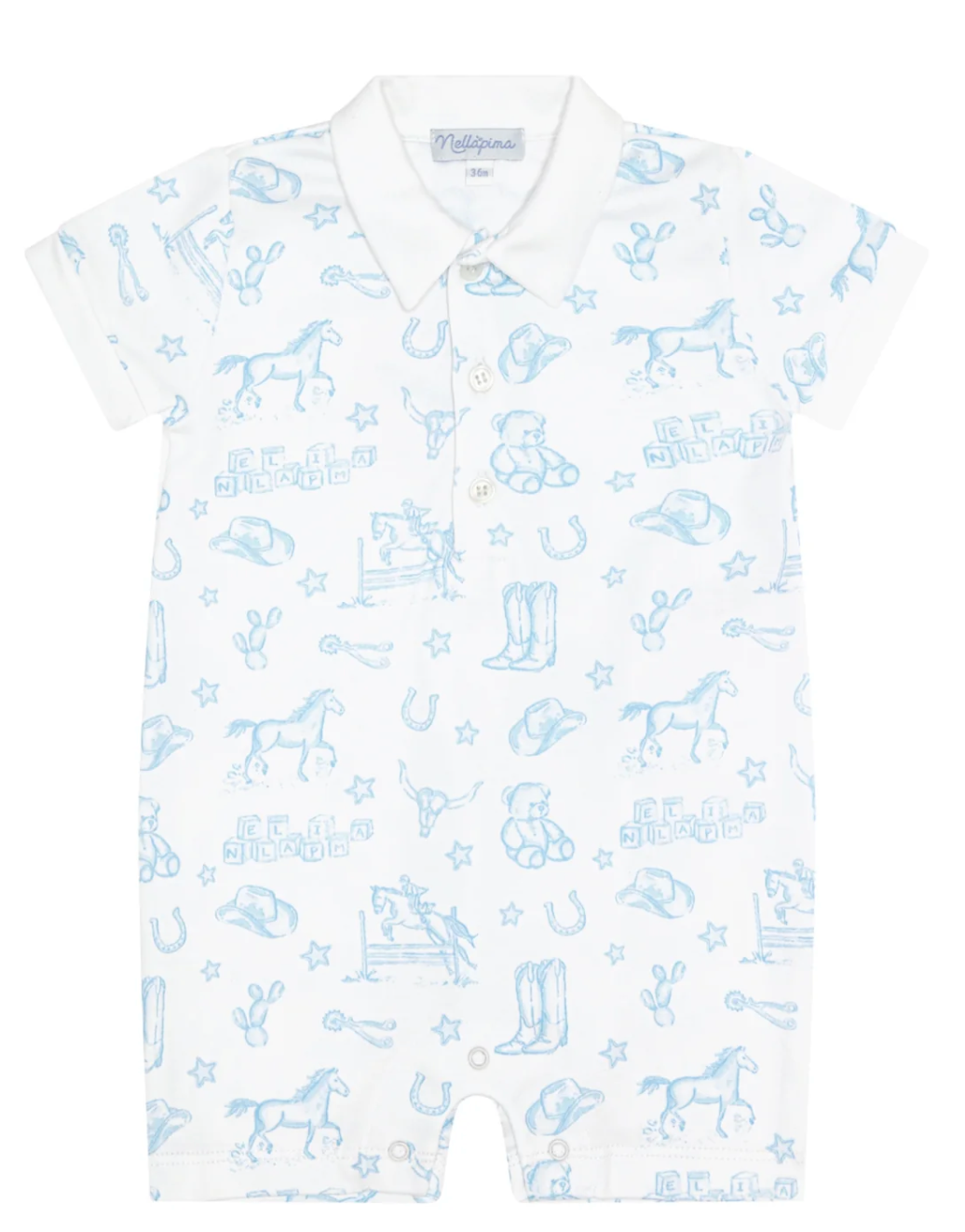 Lone Star Toile Romper Blue
