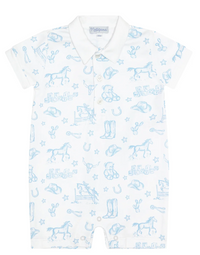 Lone Star Toile Romper Blue
