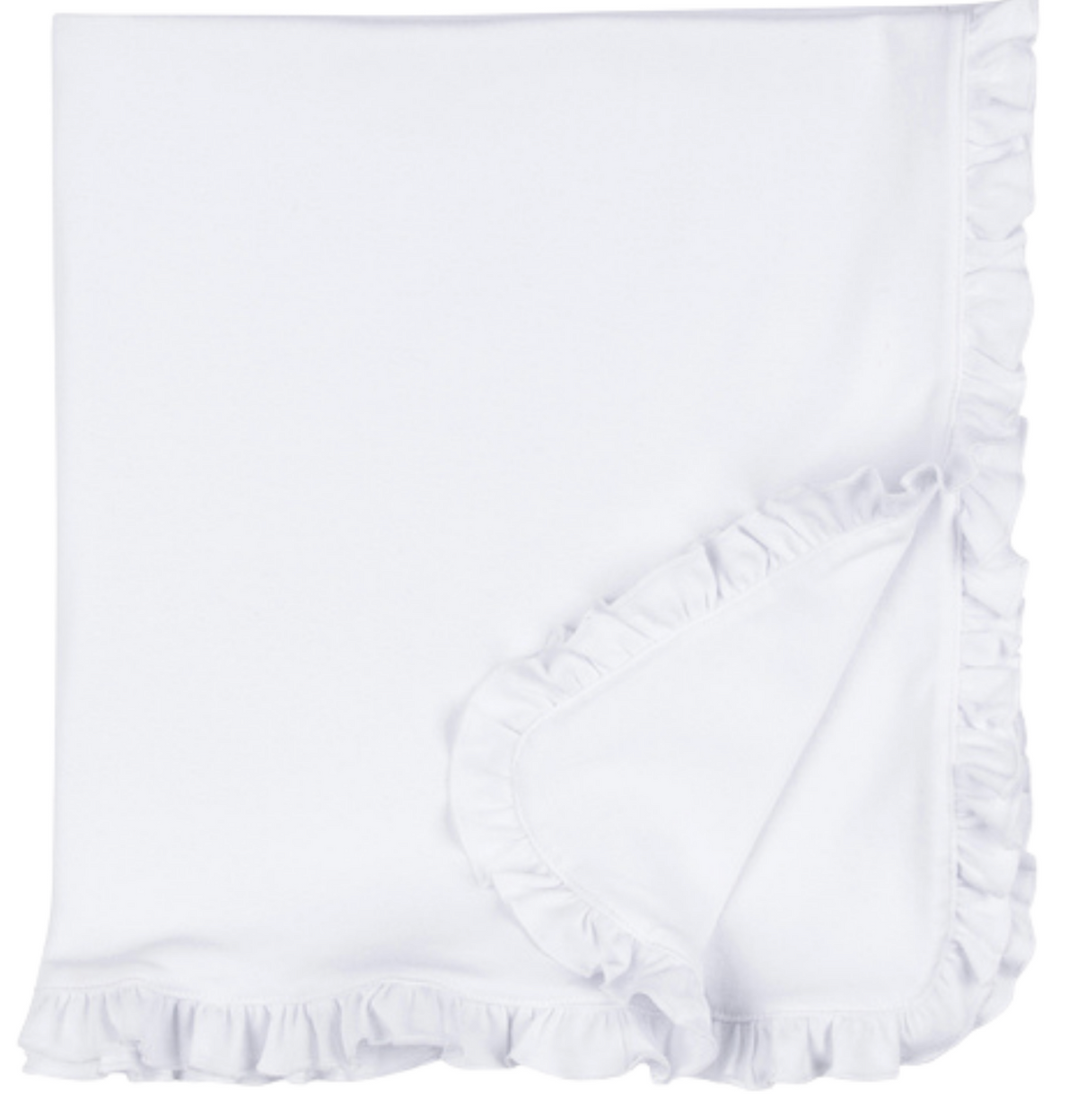 White ruffled blanket on a white background