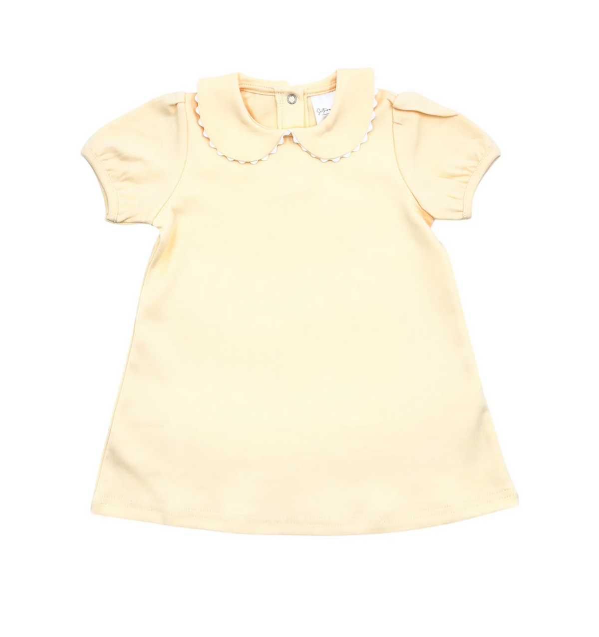 Short Sleeve Scalloped Collared Dress Yellow