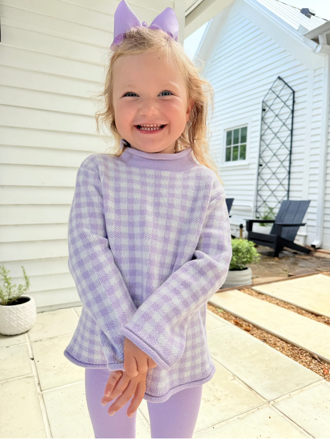 Lavender Gingham Sweater- Preorder arriving mid October