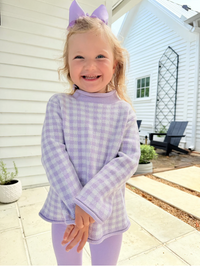 Lavender Gingham Sweater- Preorder arriving mid October
