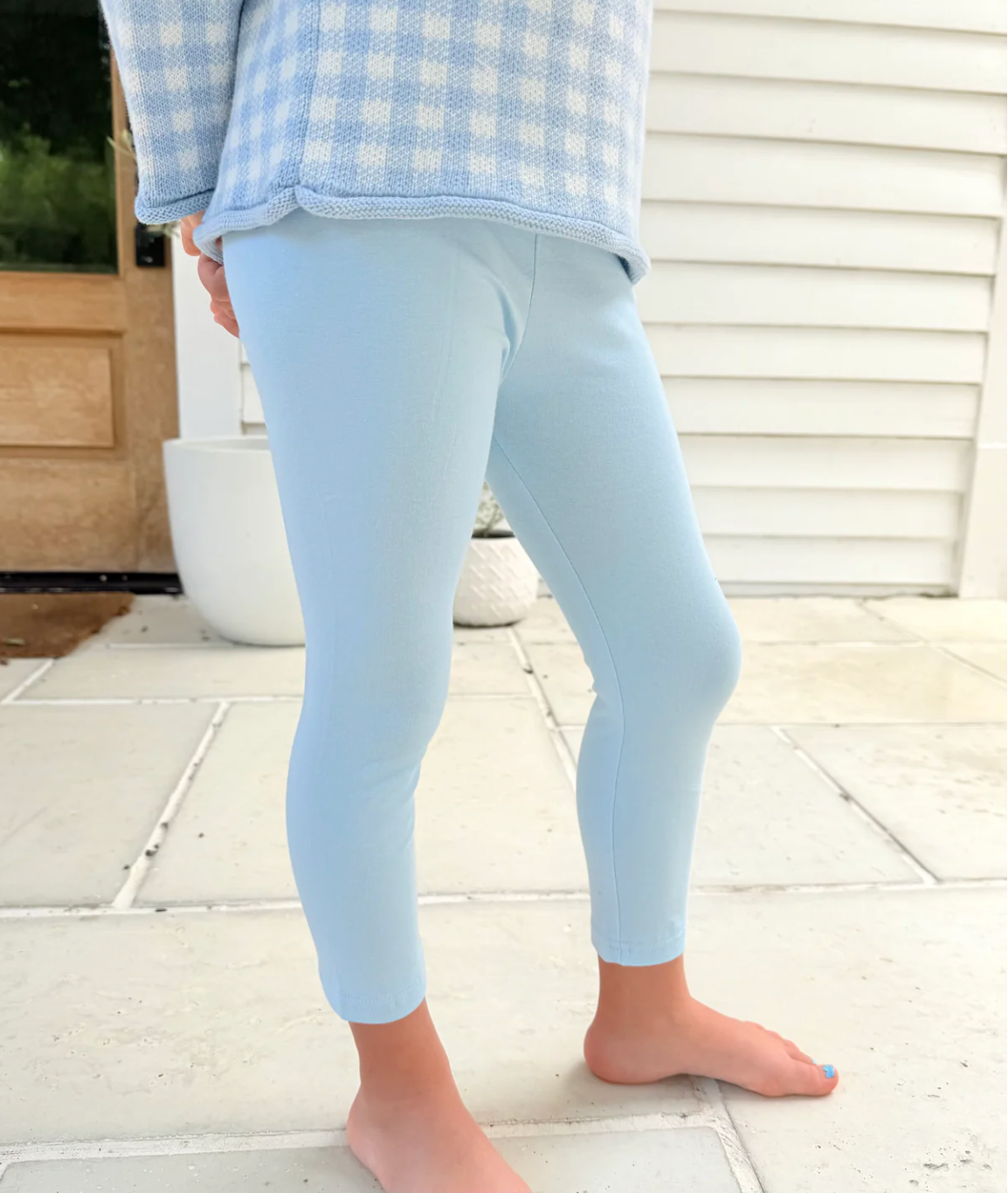 Light blue knit cotton leggings- pre order mid october