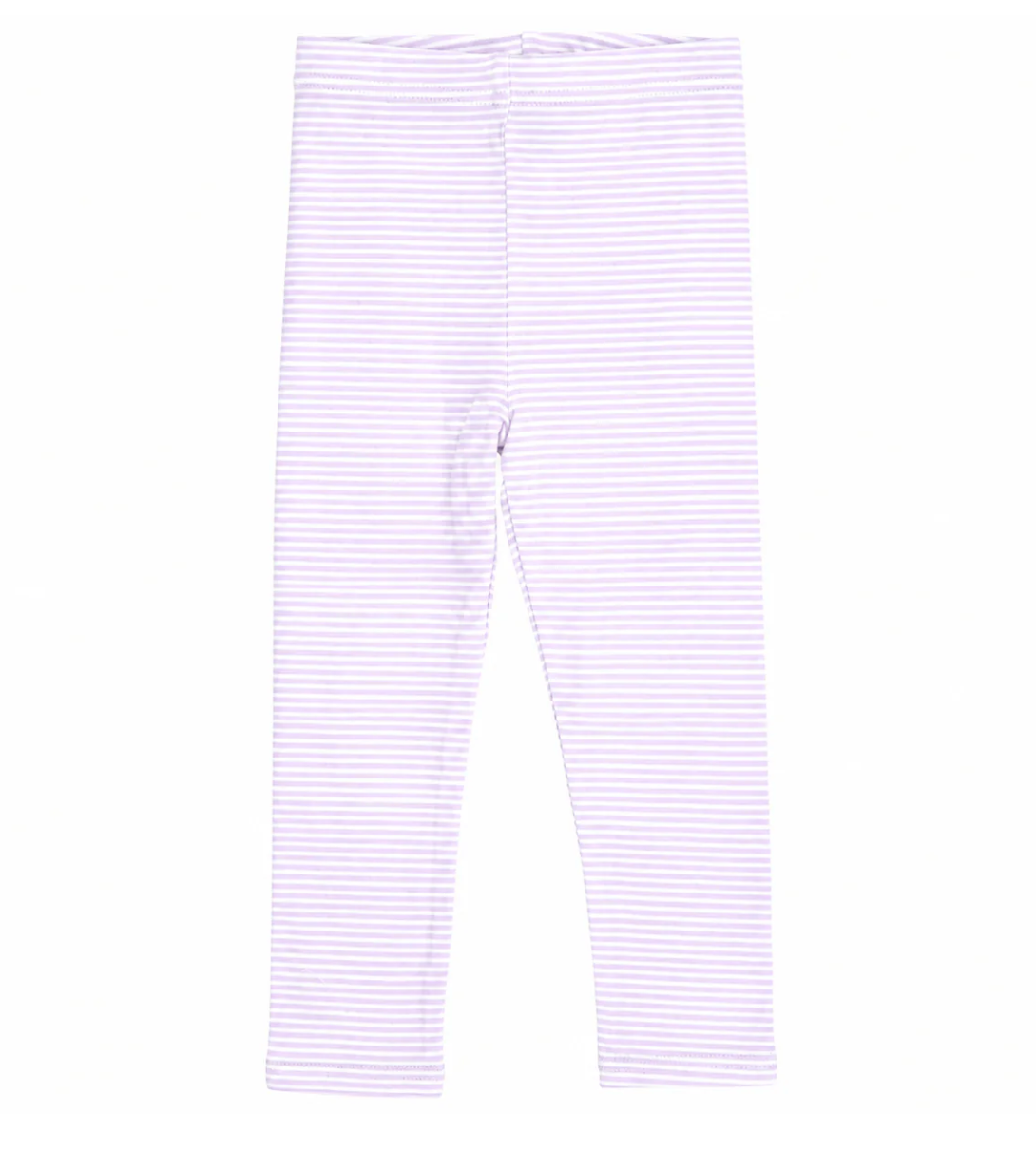 Lavender and white stripe leggings- pre order mid October