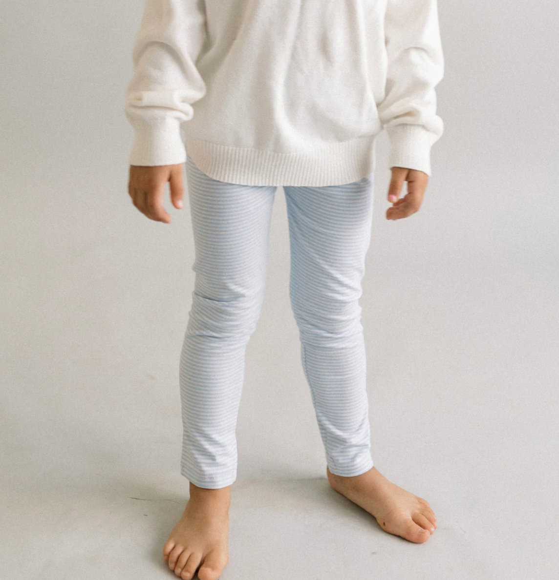 Light blue and white stripe leggings- pre order mid October