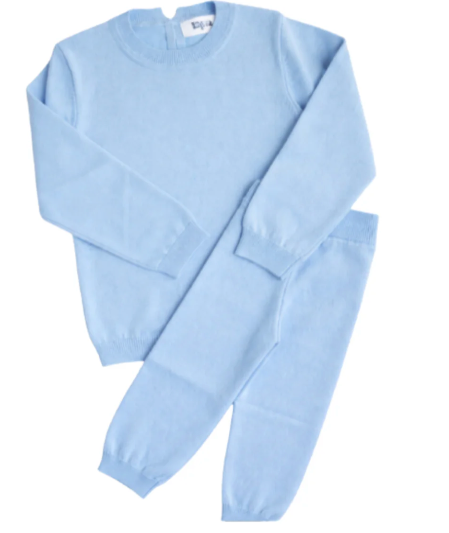 Boys organic cotton blue knit set- Preorder arriving MID October