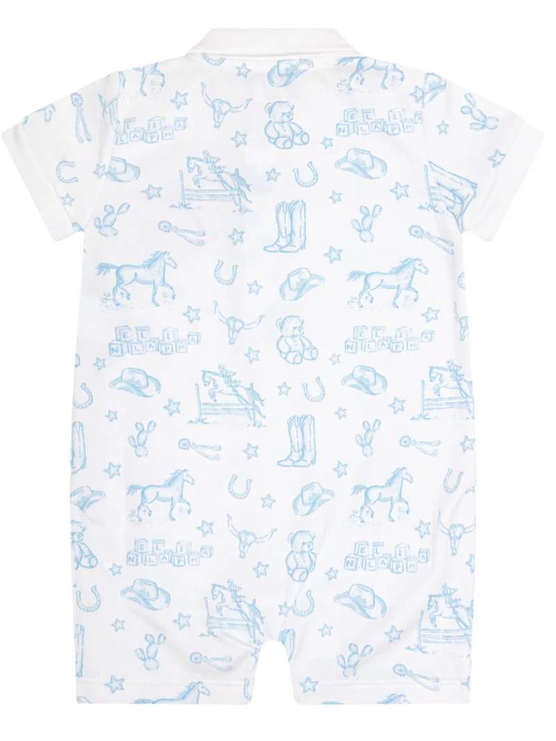 Lone Star Toile Romper Blue