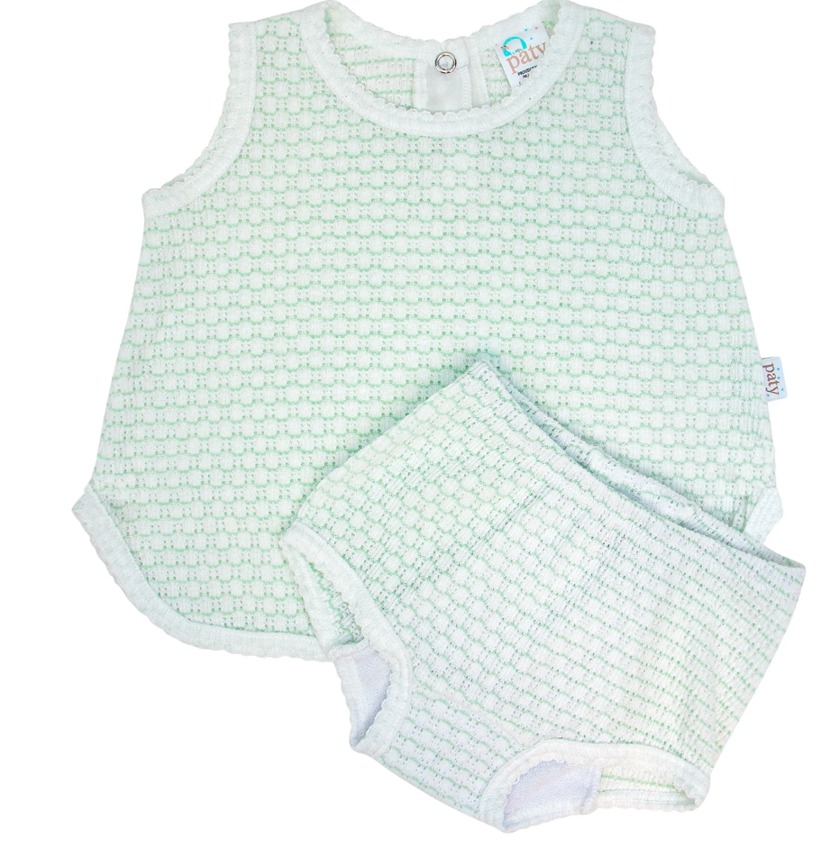 Paty Knit 2pc Sleeveless Top and Bloomer Set - Green