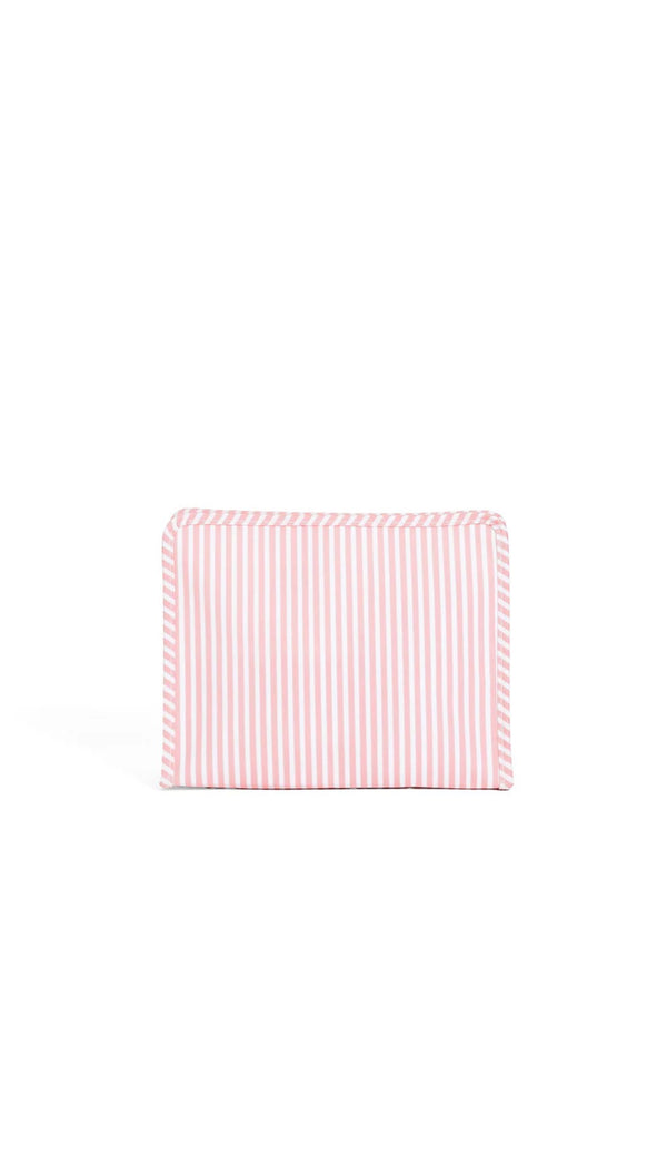 TRVL roadie pink and white striped pattern on a white background