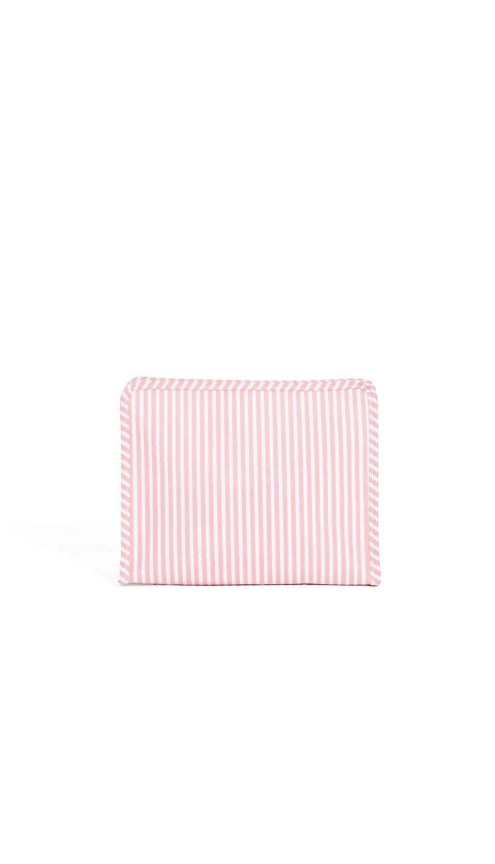 TRVL roadie pink and white striped pattern on a white background