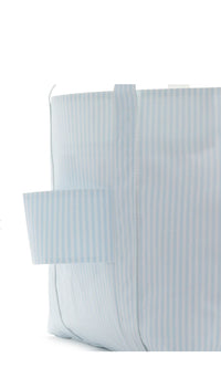 Light blue striped Jumbo tote on a white background