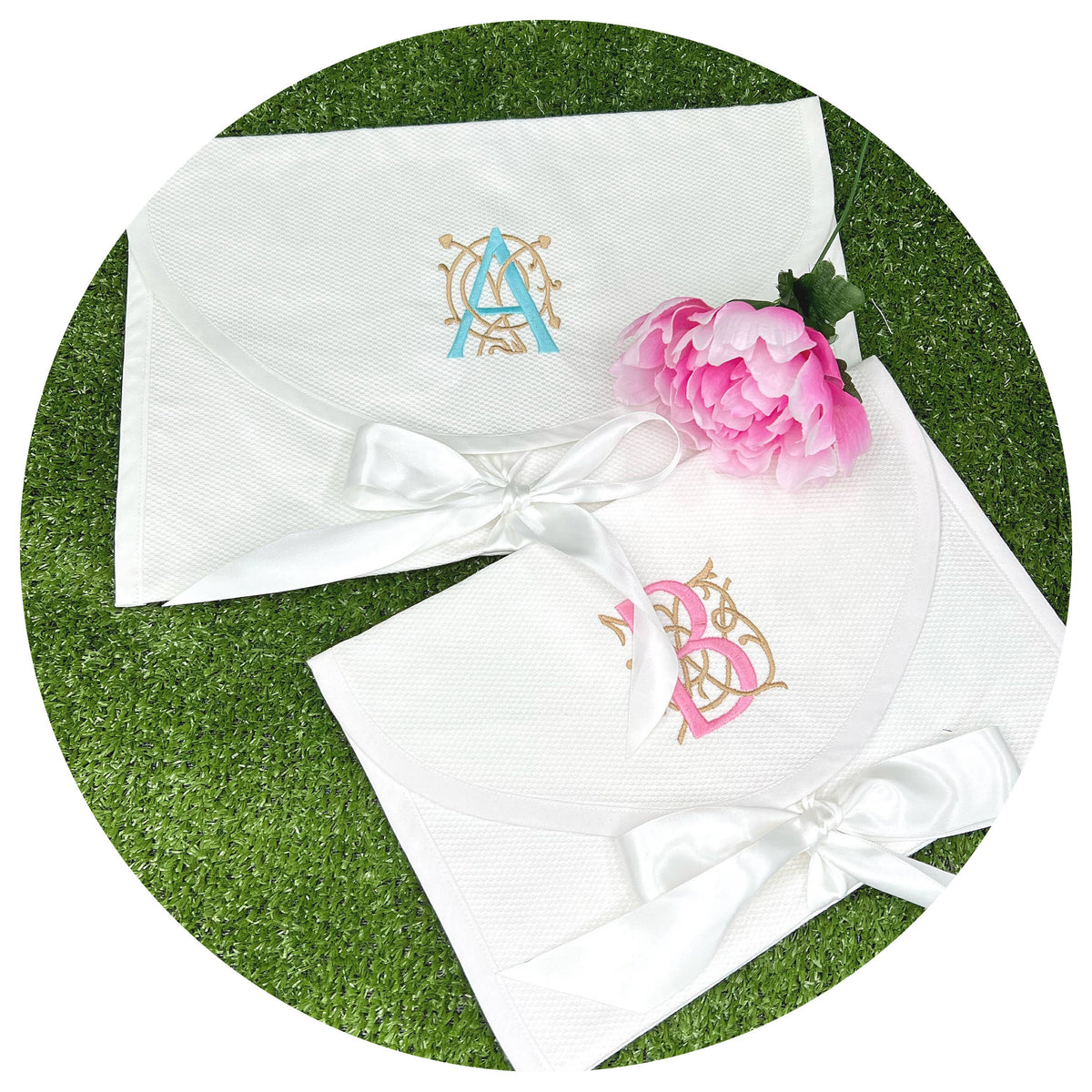 White Cotton Pique Envelope Bag: Medium