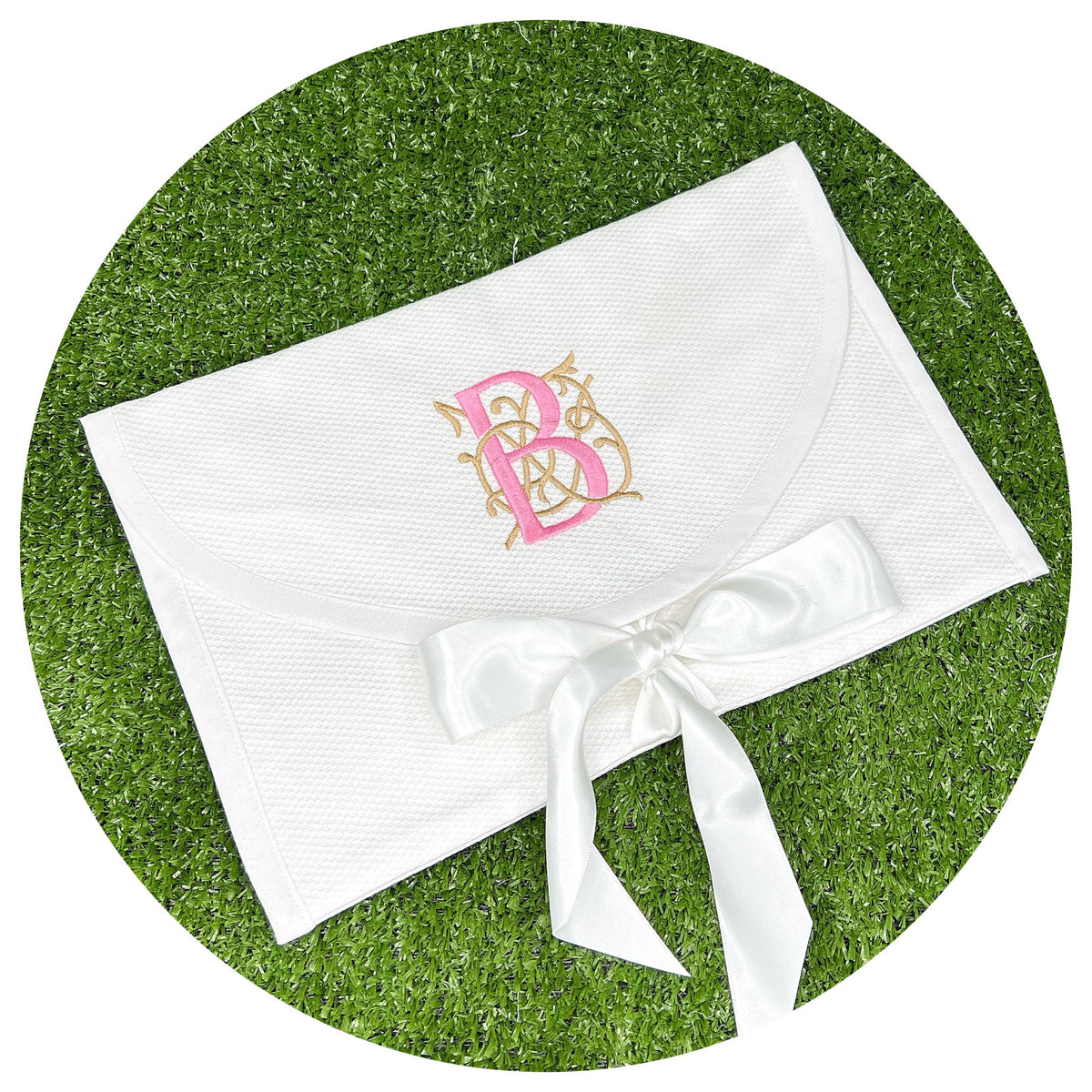 White Cotton Pique Envelope Bag: Medium