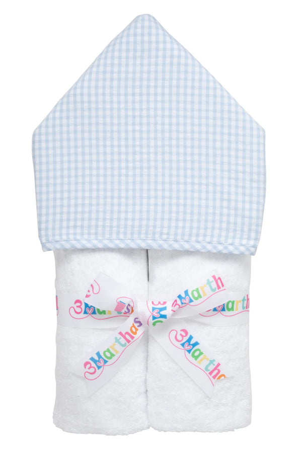 Blue big check hooded towel for kids