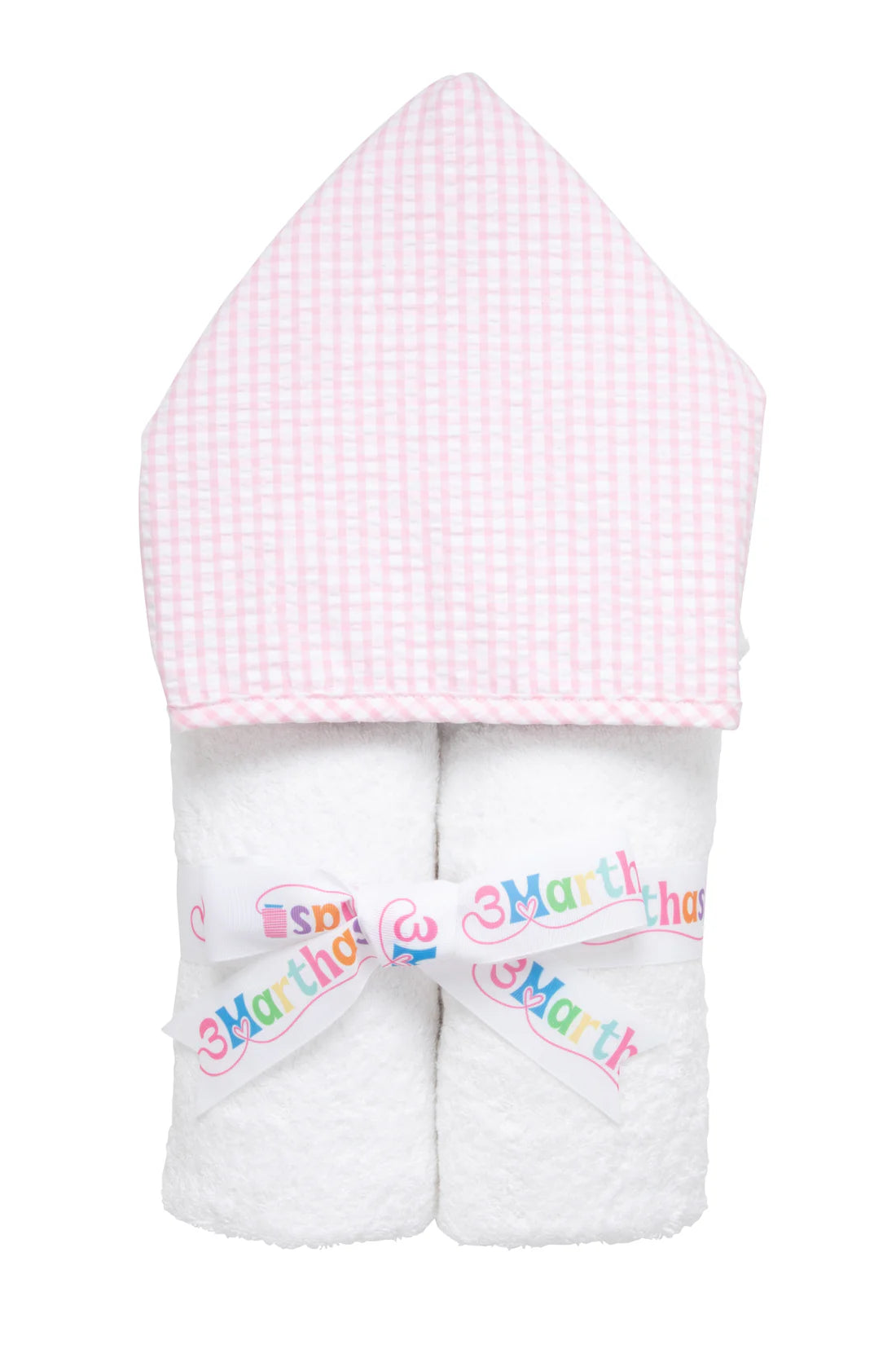 Pink big check hooded towel for kids