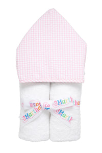 Pink big check hooded towel for kids