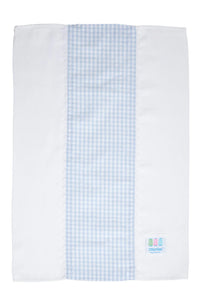 Blue big check fancy fabric burp cloth with white trim for baby