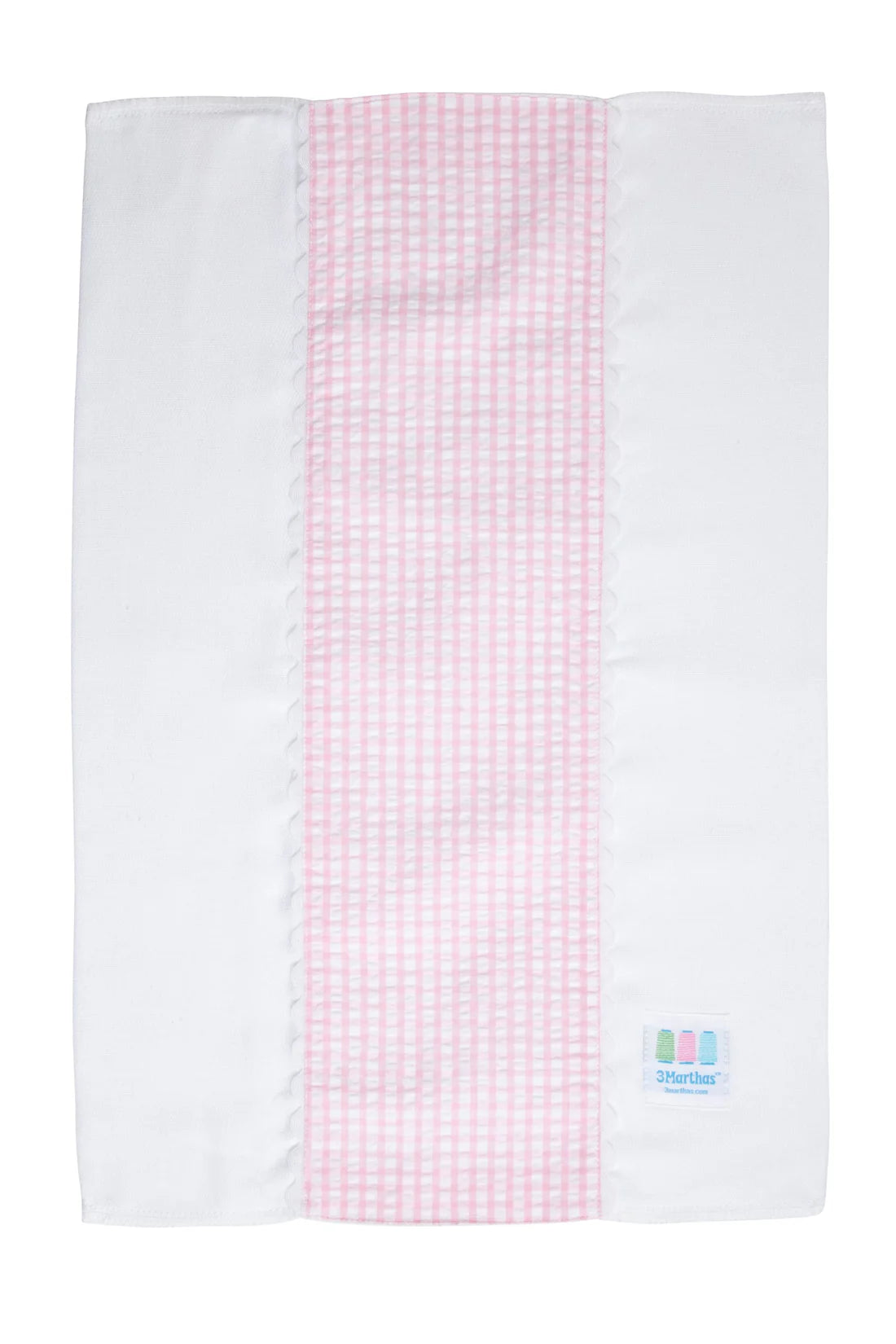 Pink big check fancy fabric burp cloth with white trim for baby