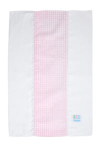 Pink big check fancy fabric burp cloth with white trim for baby