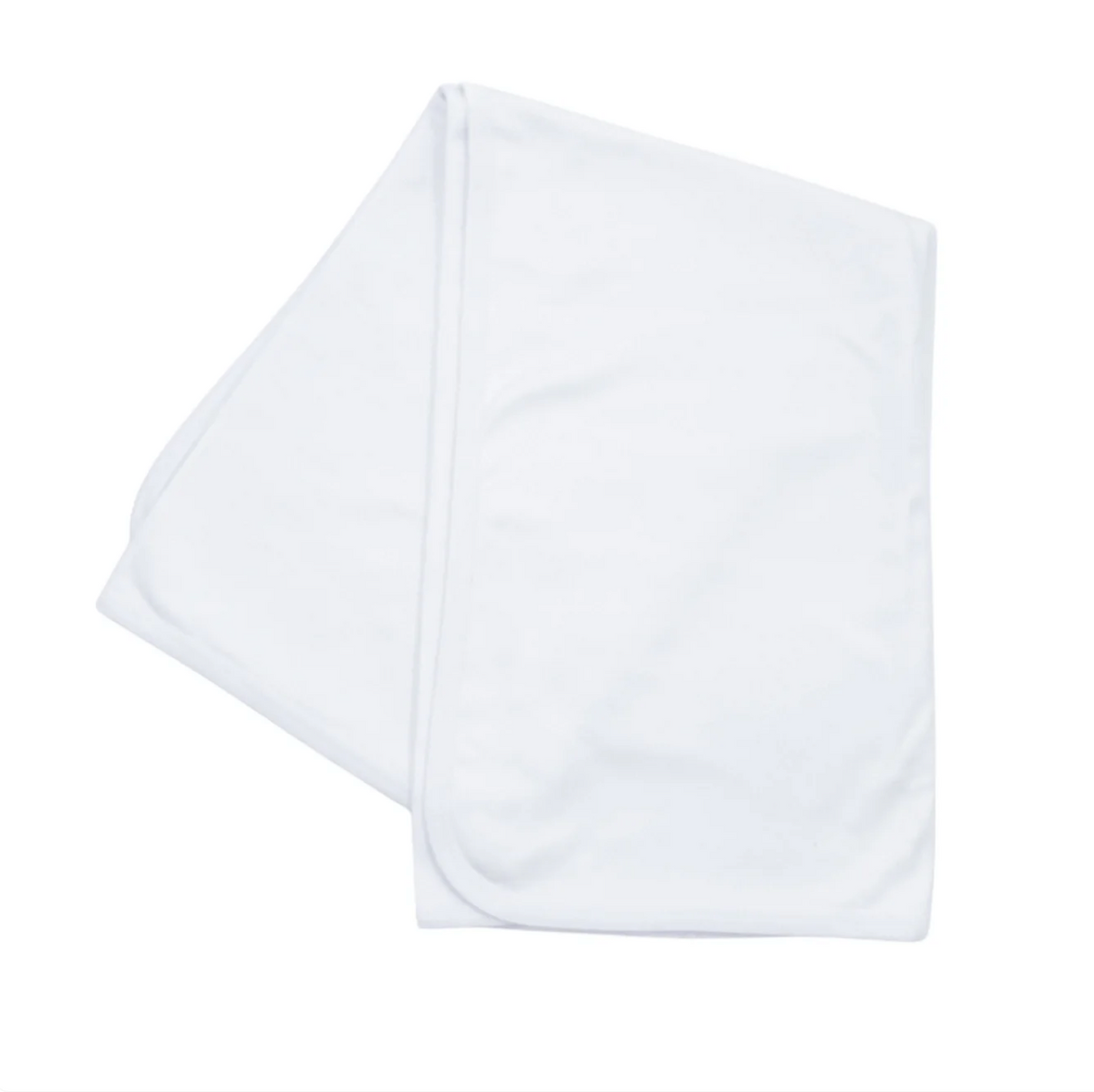 White plain edge baby blanket, available in blue