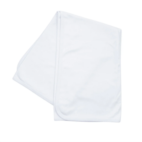 White plain edge baby blanket, available in blue