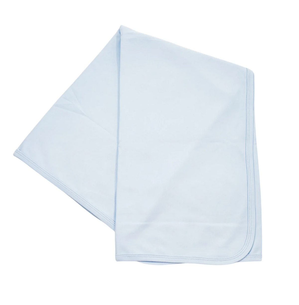 White plain edge baby blanket, available in blue