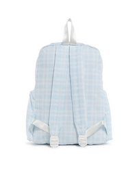 Blue Pimlico plaid TRVL Backpacker bag
