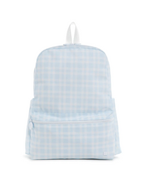 Blue Pimlico plaid TRVL Backpacker bag
