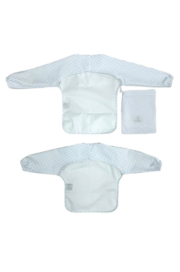 Blue Pimlico plaid TRVL Perfect Smock bib for baby