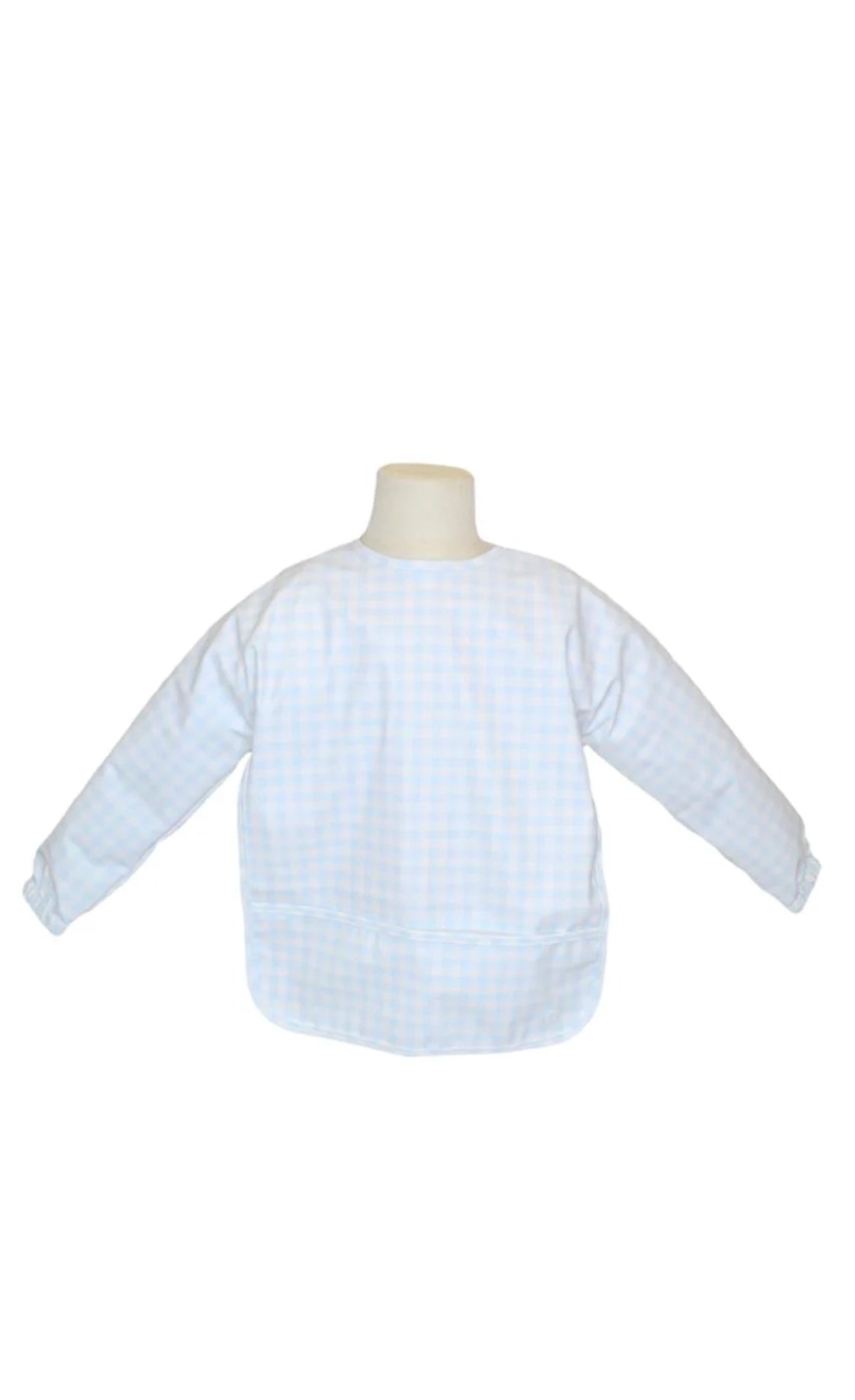 Blue Pimlico plaid TRVL Perfect Smock bib for baby