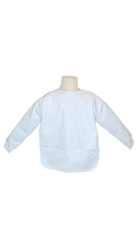 Blue Pimlico plaid TRVL Perfect Smock bib for baby