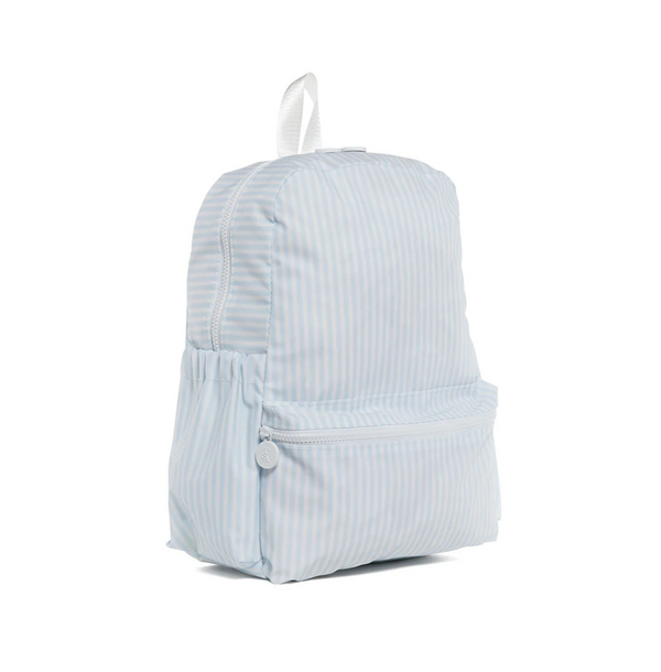 Blue Pimlico stripe TRVL Backpacker bag