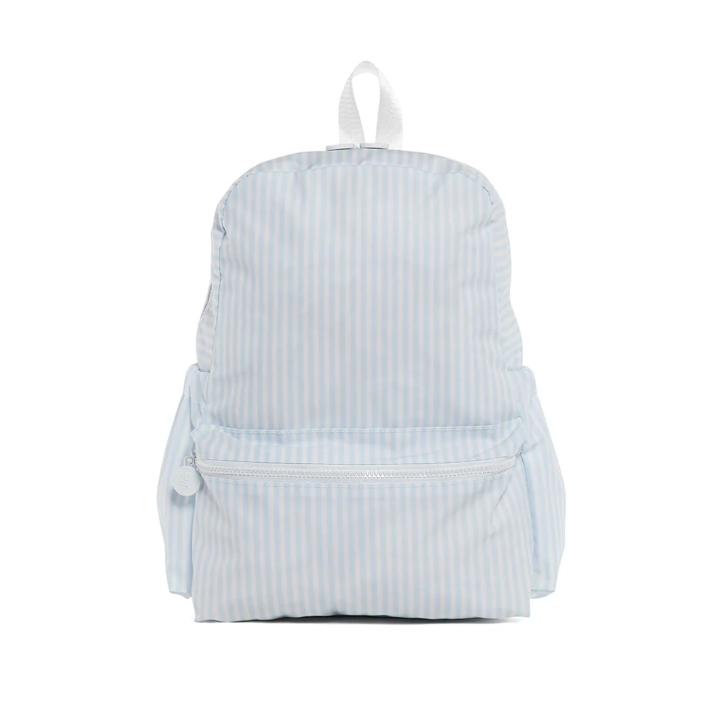 Blue Pimlico stripe TRVL Backpacker bag