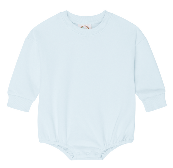 Blue cotton sweatshirt bubble romper for baby