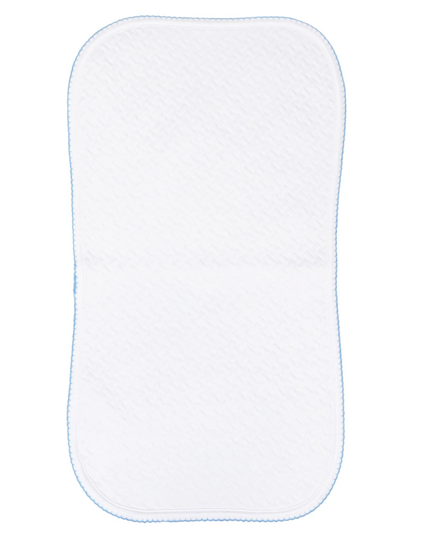 Blue trim basket weave burp cloth for baby