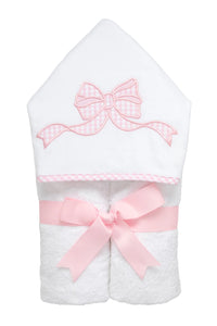 Pink bow print hooded towel for kids