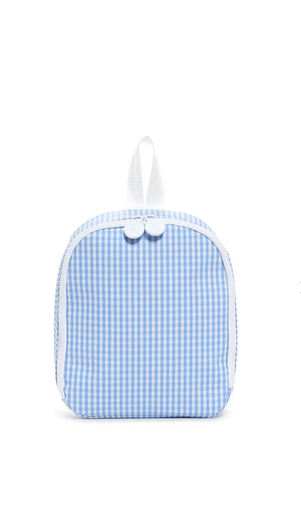 Sky blue gingham TRVL Bring It lunch bag
