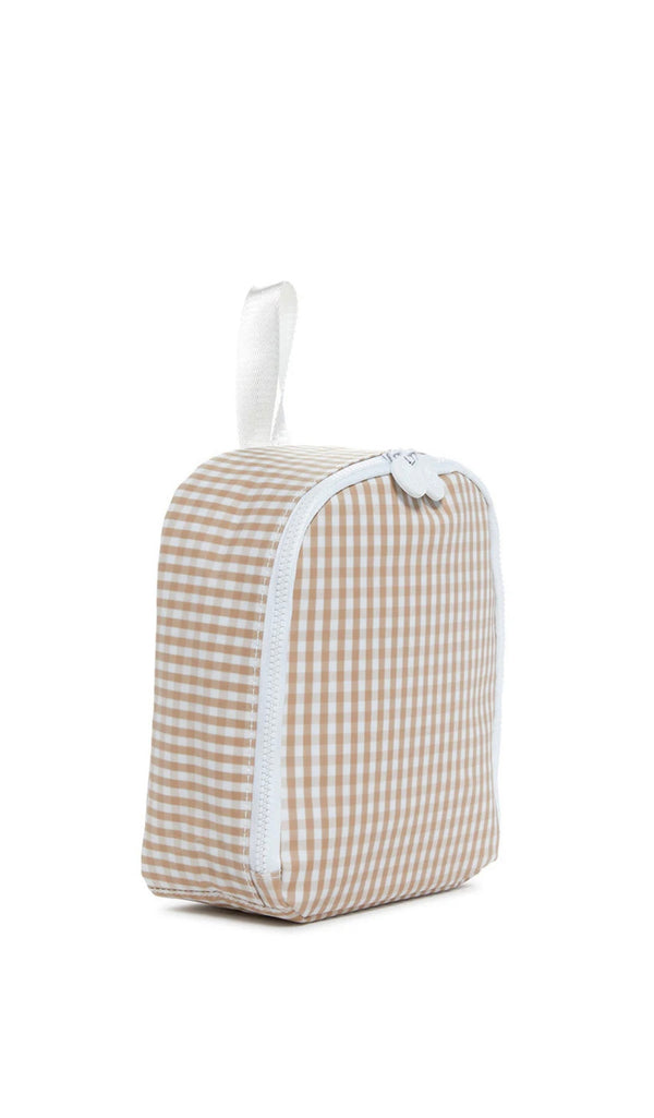 Tan gingham TRVL Bring It lunch bag