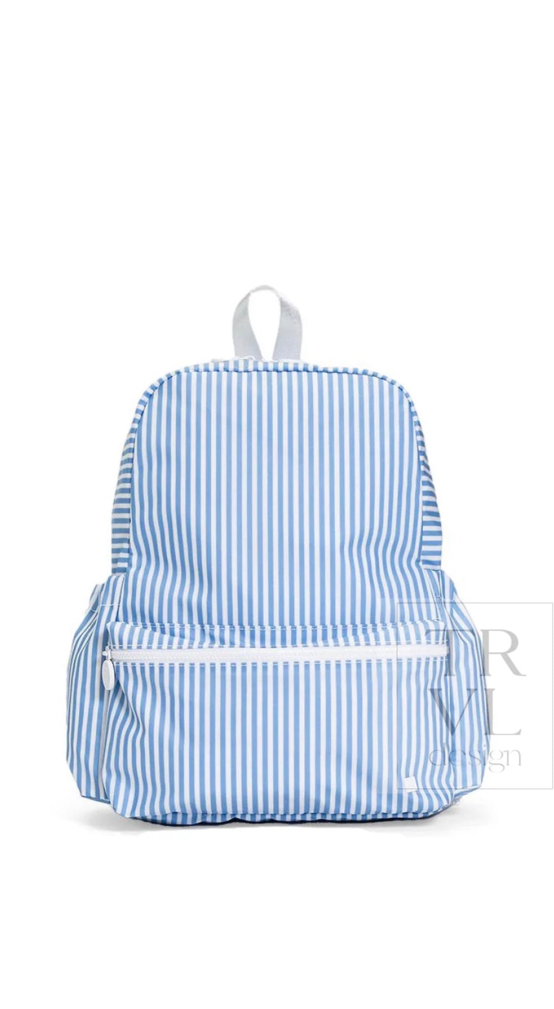 Chambray blue Pimlico stripe TRVL Backpacker bag