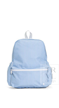 Chambray blue Pimlico stripe TRVL Backpacker bag