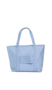 Chambray blue Pimlico stripe TRVL jumbo tote bag
