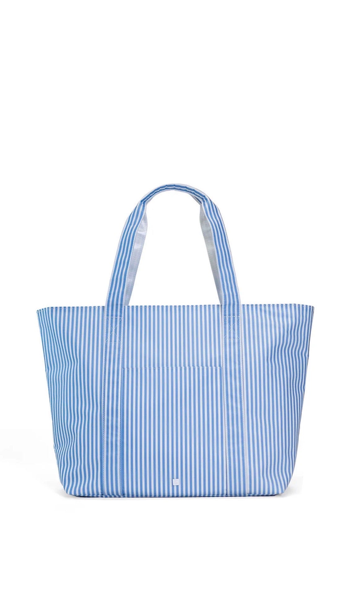 Chambray blue Pimlico stripe TRVL jumbo tote bag
