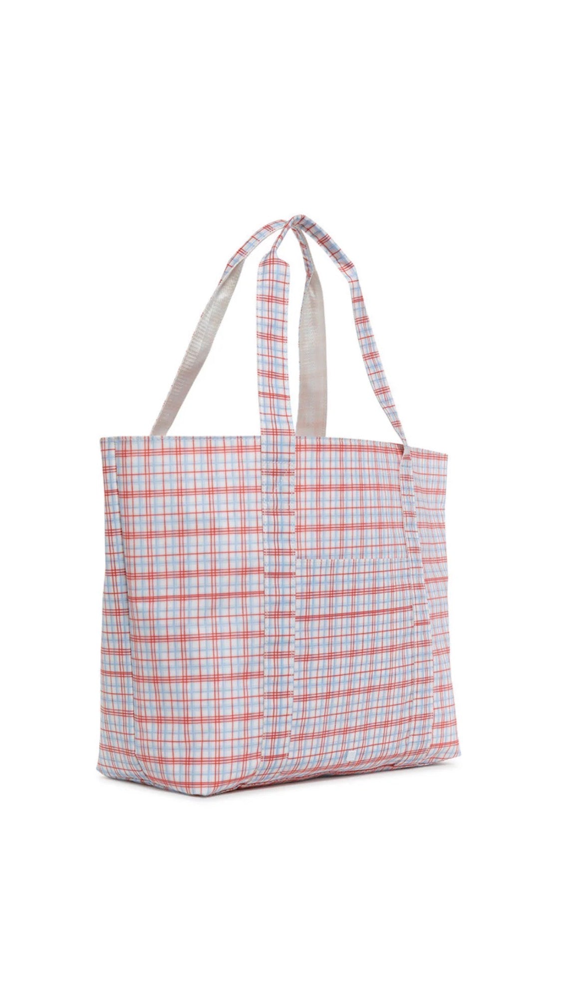 Plaid tote bag on a white background