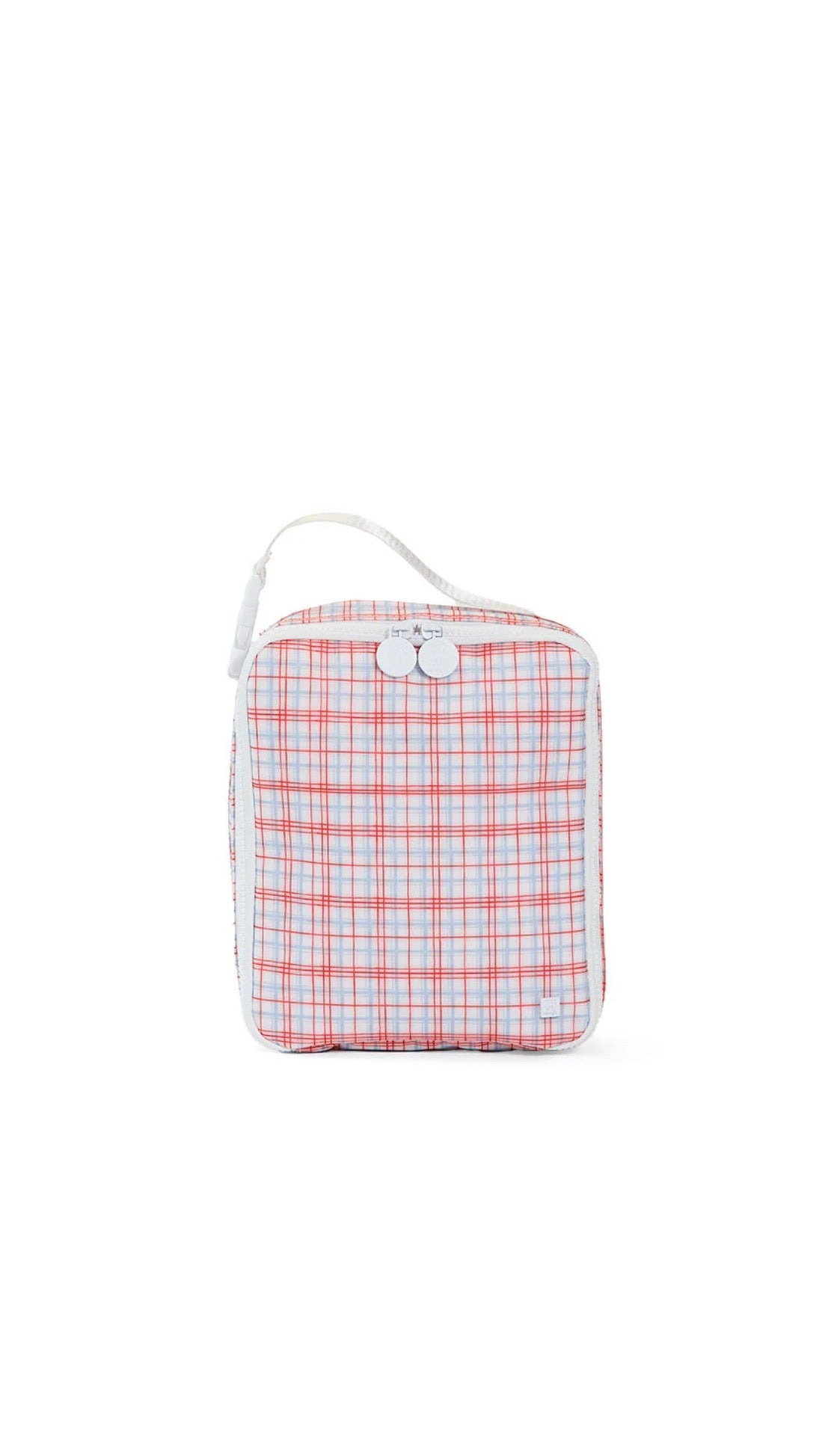 Red plaid TRVL Bring It lunch bag