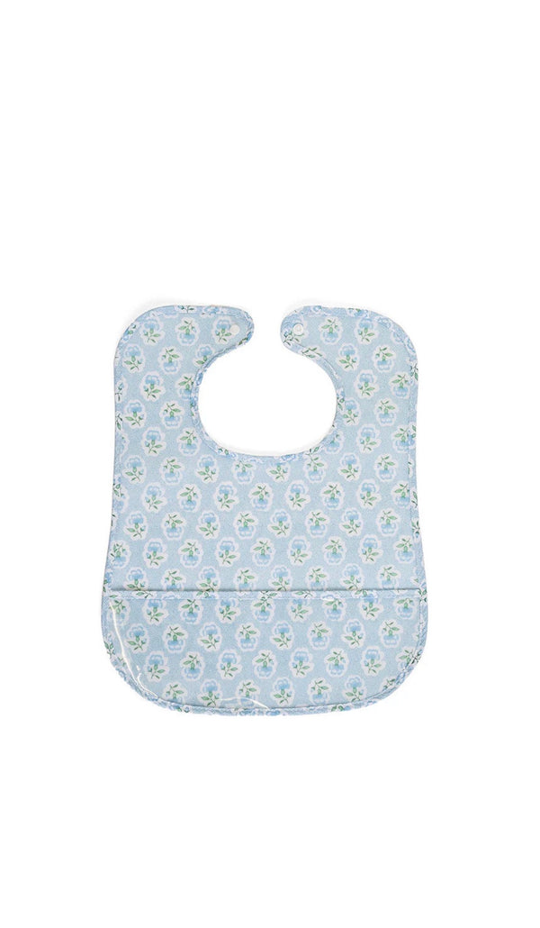 Blue petite fleur floral clean up bib for baby