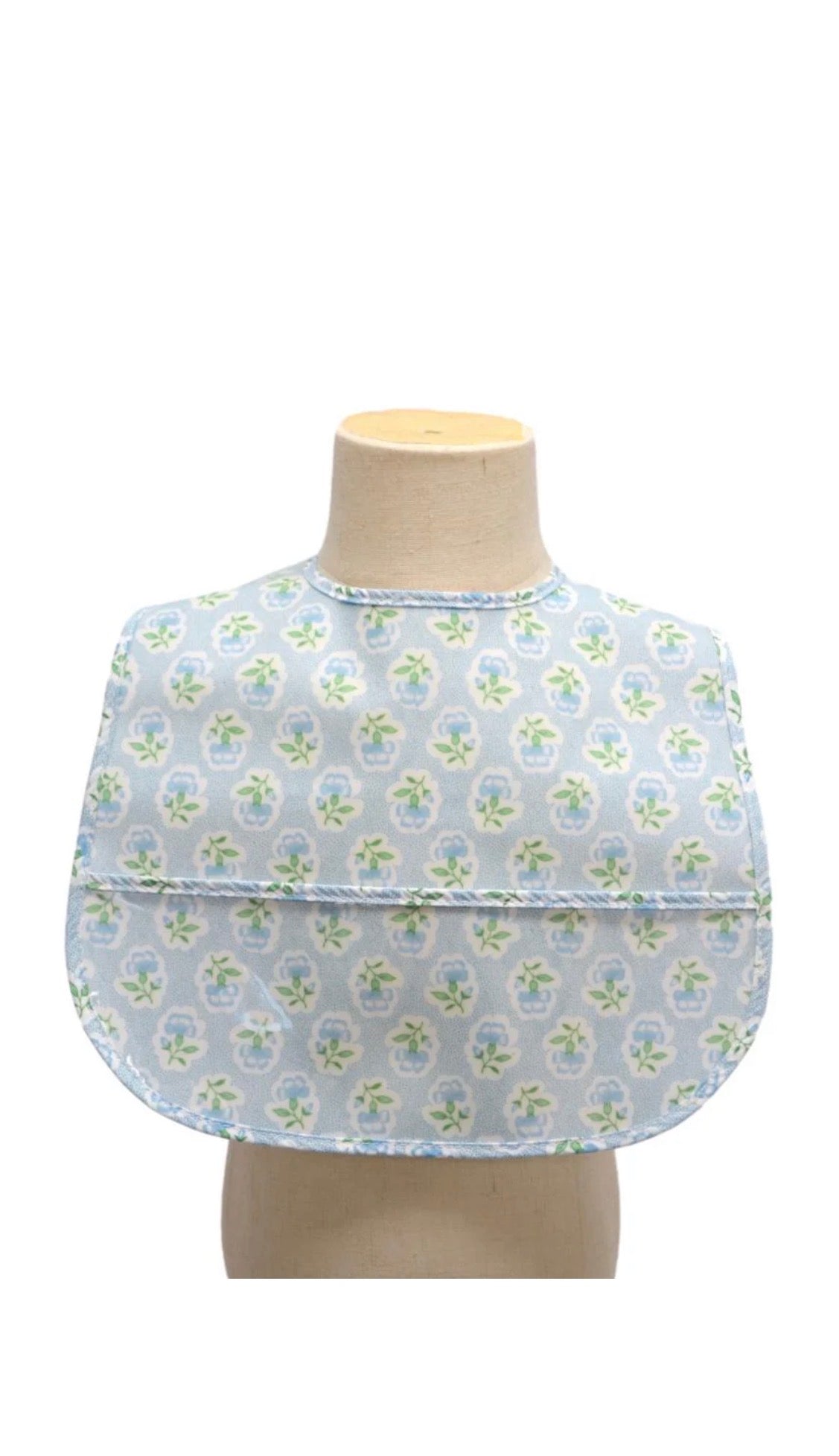 Blue petite fleur floral clean up bib for baby