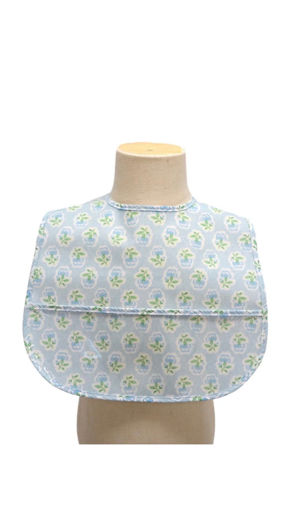 Blue petite fleur floral clean up bib for baby