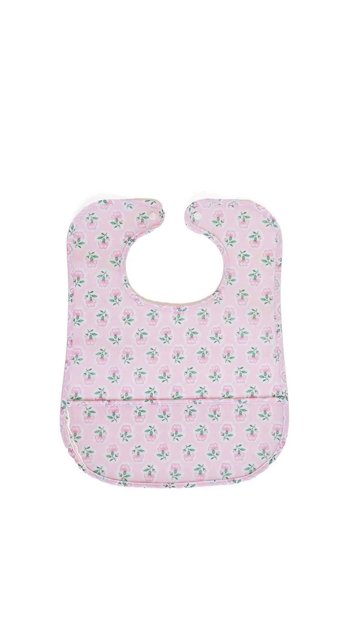 Pink petite fleur floral clean up bib for baby